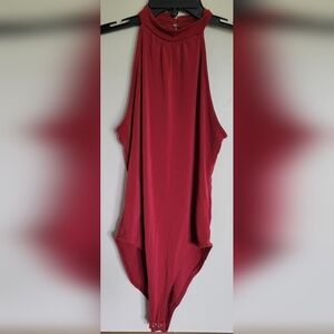 Forever 21 Women's Burgundy Red Sleeveless High Neck Bodysuit Size Small